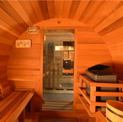 OasisLux Outdoor Traditional Steam Barrel Sauna - Enjoy the Authentic Sauna Experience