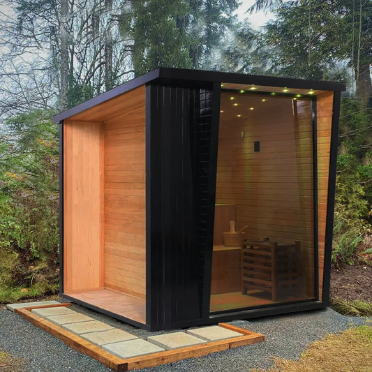 OasisLux Contemporary Studio Outdoor Sauna With Pent Roof