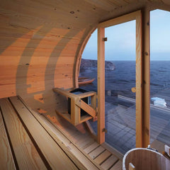 OasisLux 5.5 Ft Scenic View Barrel Sauna - 2- 4 People (Extra Wide)