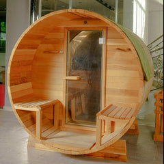 OasisLux Outdoor Traditional Steam Barrel Sauna - Enjoy the Authentic Sauna Experience