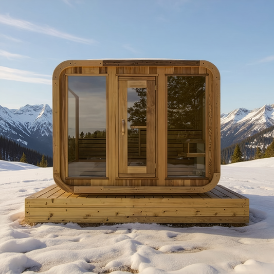 Oasislux Outdoor Square Red Cedar Sauna for 4-6 person With Harvia ETL Certified Electric Stove