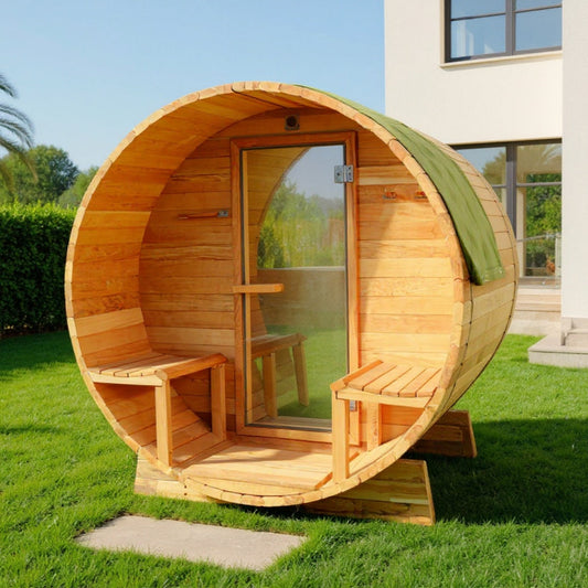 OasisLux Outdoor Traditional Steam Barrel Sauna - Enjoy the Authentic Sauna Experience