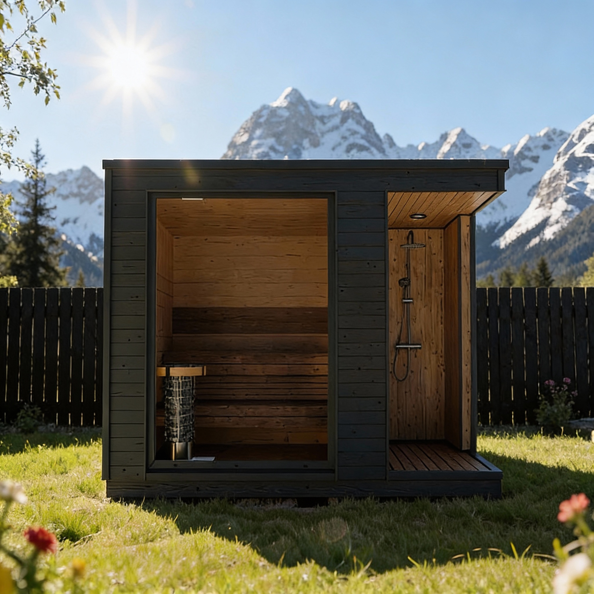 Oasislux Outdoor Traditional Sauna With Shower System | 4 Person Oasislux Outdoor Traditional Sauna With Shower System | 4 Person